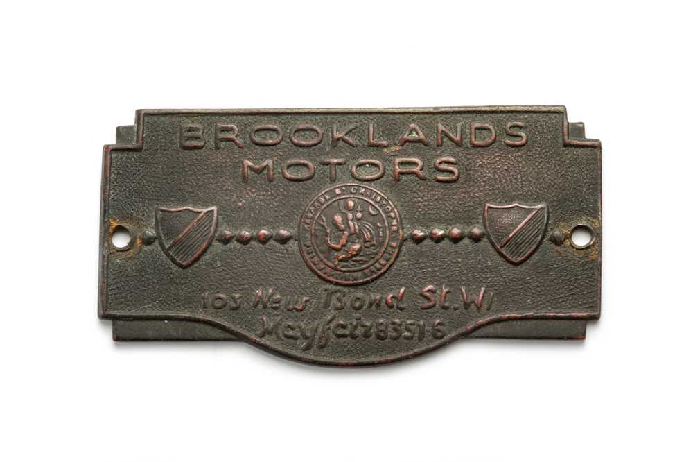 Lot 172 - A Rare Pre-War 'Brooklands Motors' Dashboard Plaque