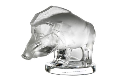 Lot 543 - A 'Sanglier' Wild Boar Glass Accessory Mascot by Rene Lalique