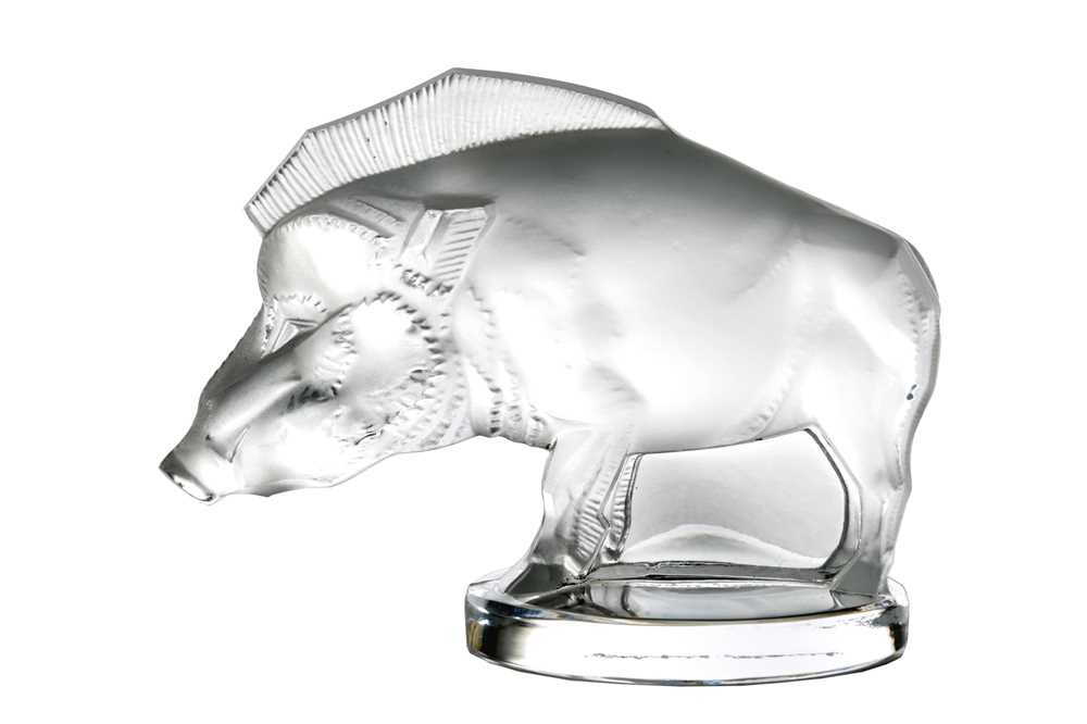 Lot 543 - A 'Sanglier' Wild Boar Glass Accessory Mascot by Rene Lalique
