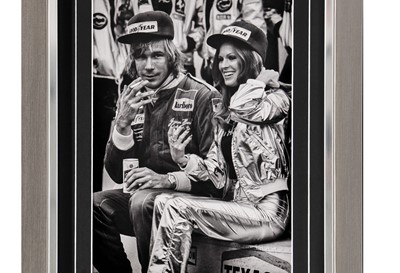 Lot 88 - James Hunt  - An Unrepeatable Framed / Glazed Display Containing Hunt's Signature and Phone Number