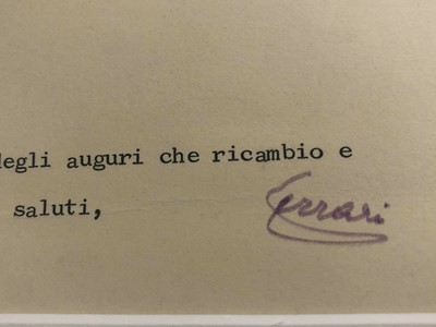 Lot 94 - Enzo Ferrari Autograph Presentation (1898 - 1988)