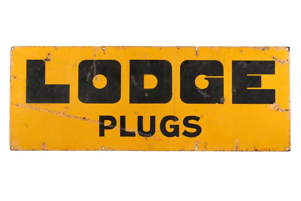 Lot 644 - A Large Lodge Plugs Enamel Advertising Sign