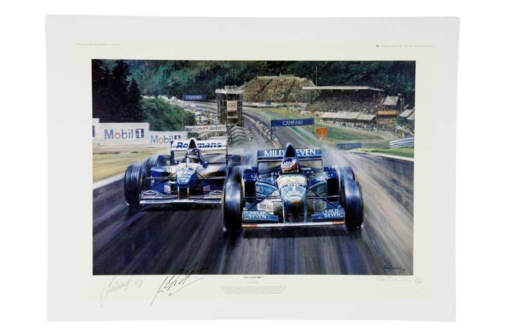 Lot 652 - Wet and Dry by Alan Fearnley -  Signed Michael Schumacher and Damon Hill