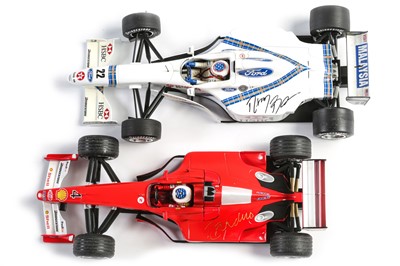 Lot 660 - Two 1:18 Scale Signed Formula One Models by Minichamps / Hot Wheels