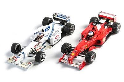 Lot 660 - Two 1:18 Scale Signed Formula One Models by Minichamps / Hot Wheels
