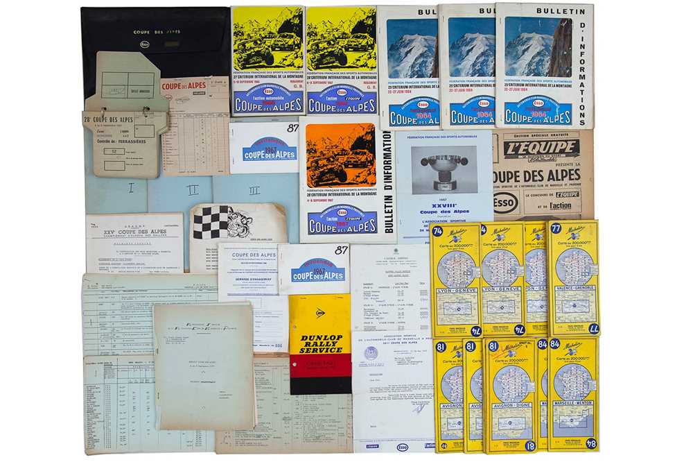 Lot 34 - Coupe Des Alpes Rally Paperwork / Ephemera