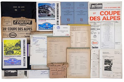 Lot 35 - Coupe Des Alpes Rally Paperwork / Ephemera