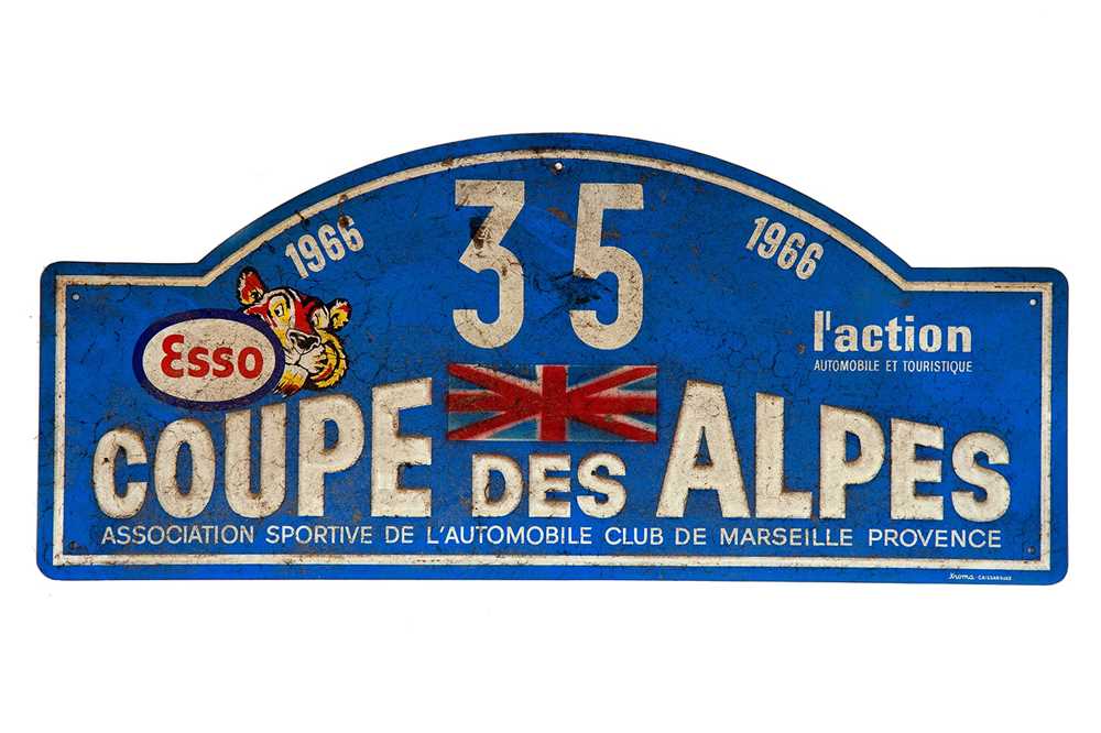 Lot 37 - Coupe Des Alpes Competitor Rally Plaque, 1966