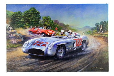 Lot 68 - Gerald Freeman Giclée Canvas Print - Moss and Jenkinson - Mille Miglia, 1955