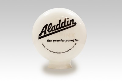 Lot 107 - Aladdin 'Pink Paraffin' Glass Pump Globe