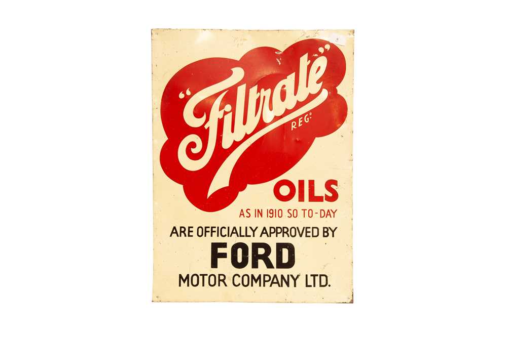 Lot 6 - Filtrate Oils 'Approved by Ford' Tin Advertising Sign