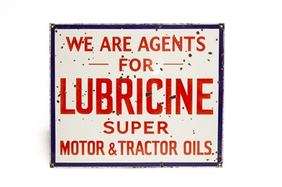 Lot 7 - Lubricine 'Motor And Tractor Oils' Enamel Sign