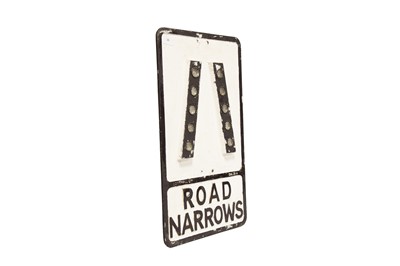 Lot 16 - ‘Road Narrows’ Cast Aluminium Road Sign