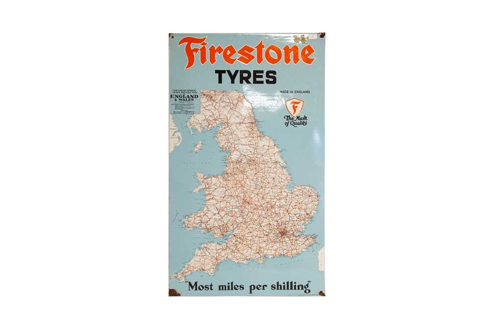 Lot 21 - Firestone Tyres Map of England And Wales Enamel Sign