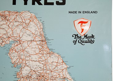 Lot 21 - Firestone Tyres Map of England And Wales Enamel Sign