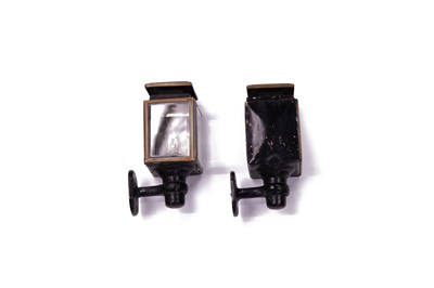 Lot 101 - Pair of Unusual Bronze/Black Enamelled American Side Lamps