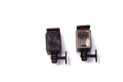 Lot 101 - Pair of Unusual Bronze/Black Enamelled American Side Lamps