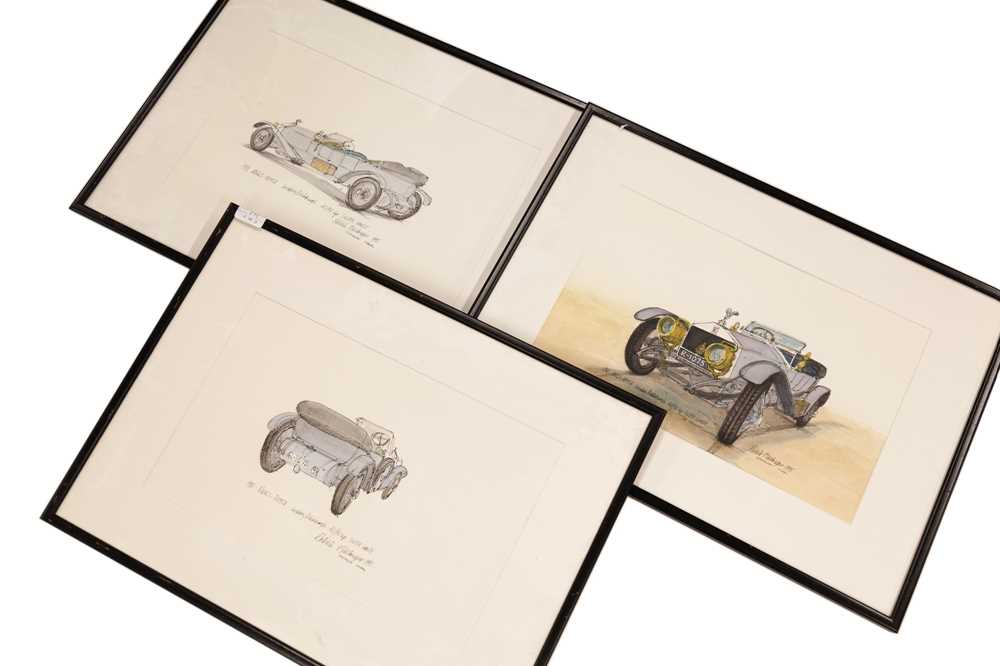 Lot 171 - Three Original Robbie McGregor Pen and Ink Sketches - Rolls-Royce 40/50HP Silver Ghost