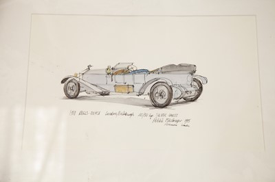 Lot 171 - Three Original Robbie McGregor Pen and Ink Sketches - Rolls-Royce 40/50HP Silver Ghost