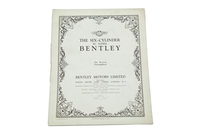 Lot 208 - W.O. Bentley Six-Cylinder 6 1/2 litre Sales Brochure/Leaflet