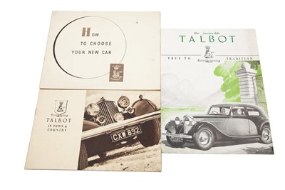 Lot 305 - Three Pre-War Talbot Sales Brochures