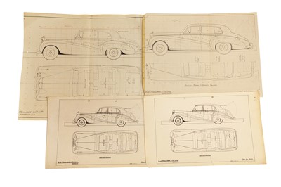 Lot 308 - Four Period Blueprint-Type Technical Coachwork Drawings by H. J. Mulliner