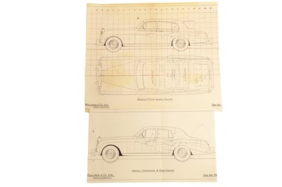 Lot 309 - Two Period Blueprint-Type Technical Coachwork Drawings by H. J. Mulliner