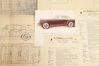 Lot 312 - Three Period Bentley Blueprint-Type Technical Coachwork Drawings by H J. Mulliner