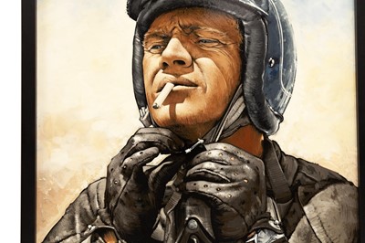Lot 508 - Steve McQueen ‘King Of Cool’ Original Acrylic on Board Artwork by Tony Upson