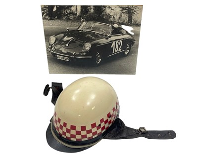 Lot 608 - An Early Crash Helmet and Large Format Photograph