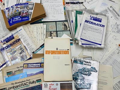 Lot 600 - Large Collection of RAC Rally Paperwork, Formerly From the Archive of the Rally Navigator Jim Porter Esq