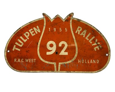 Lot 603 - Original 1955 Tulip Rally Competitors Plaque / Plate