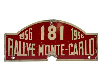 Lot 606 - Original 1956 Monte Carlo Competitors Plate / Plaque