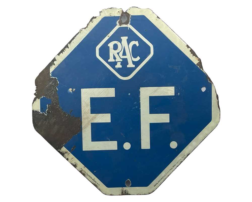 Lot 624 - RAC - Royal Automobile Club ‘E.F’ Enamel Sign