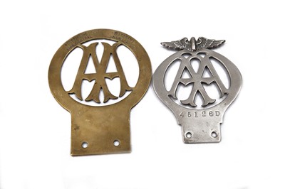 Lot 406 - Two AA Automobile Association Members Car Badges