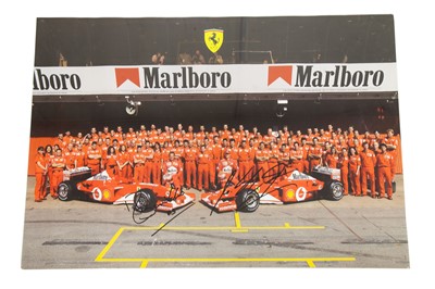 Lot 392 - Rubens Barrichello and Michael Schumacher Signed Ferrari Team Poster