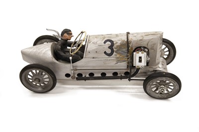 Lot 546 - A Large Makeshift Model of Wood and Metal Construction Depicting Basil Davenport at speed in his G.N. ‘Spider’ Cyclecar.
