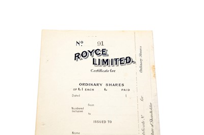 Lot 14 - Royce Ltd Share Certificate