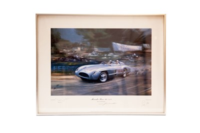 Lot 158 - Stirling Moss and Denis Jenkinson Signed Mercedes-Benz 300SLR Artwork Print