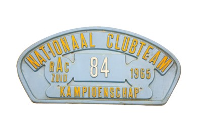 Lot 166 - Nationaal Clubteam (RAC Zuid) Rally Plate, 1965