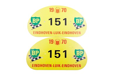 Lot 171 - Two BP Eindhoven Luik-Eindhoven Rally Plates, 1970