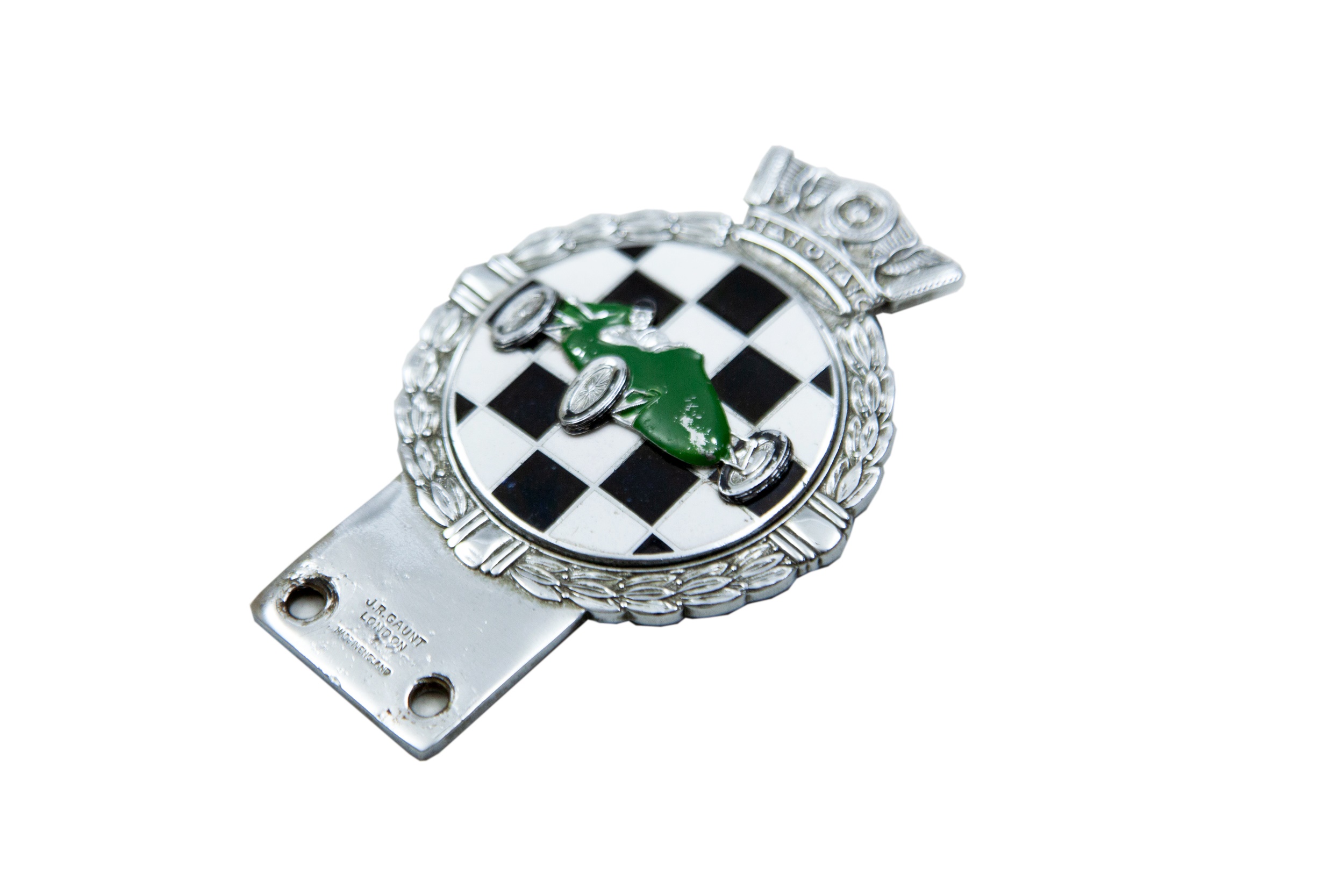 Lot 70 - Chrome and Enamelled ‘Motor Racing’ Car Badge