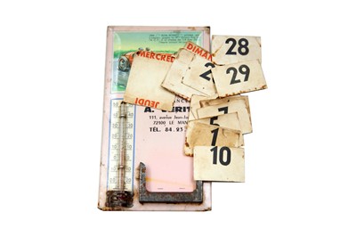 Lot 90 - ‘A Verite Assurances’ Lithograph Printed Tin Thermometer/ Calendar