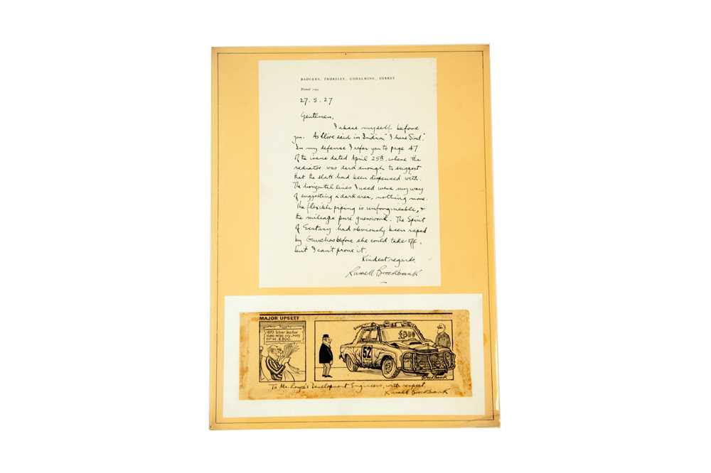 Lot 109 - Russell Brockbank Signed Letter and Annotated Cartoon