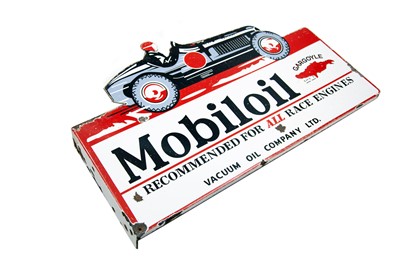 Lot 119 - ‘Mobiloil – Recommended for all Race Engines’ Enamel Sign