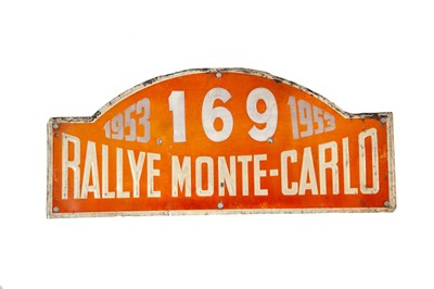 Lot 121 - 1953 Rallye Monte Carlo Competitor Rally Plate