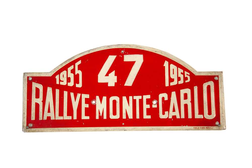 Lot 123 - 1955 Rallye Monte Carlo Competitor Rally Plate