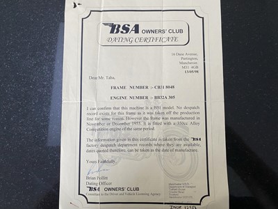 Lot 347 - 1955 BSA B31 Trials Special