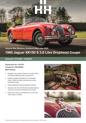 Lot 1960 Jaguar XK150 S 3.8 Litre Drophead Coupe