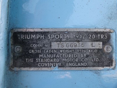 Lot 1960 Triumph TR3A